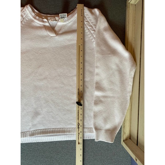 Talbots Woman’s sweater size large white cotton long sleeve cable stitch FLAW - Picture 8 of 8